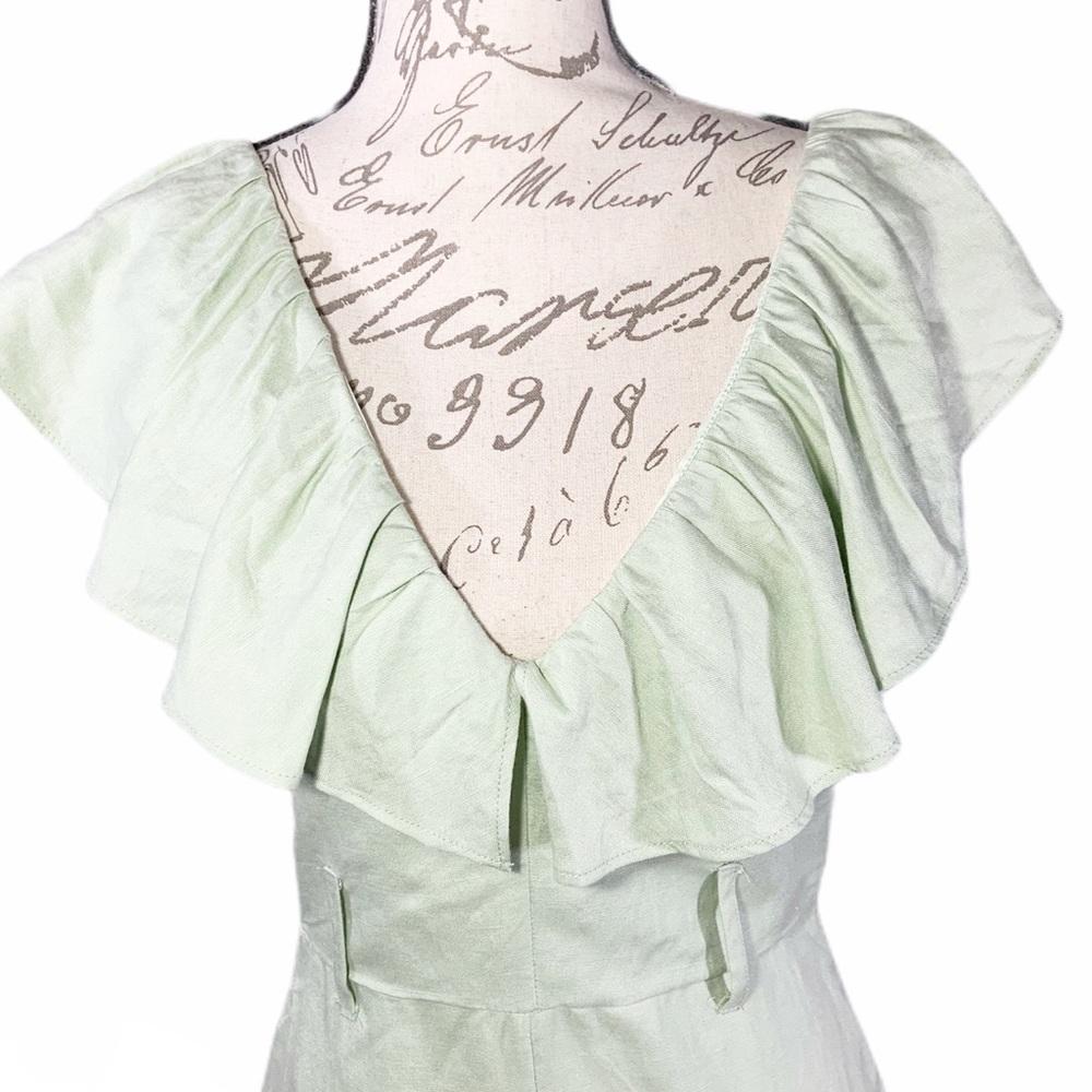 TopShop Light Green Shorts Romper Ruffle Sz 8 - Picture 3 of 7